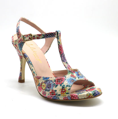 Sencillo cuir fleurs multicolores talons 8cm *édition limitée*