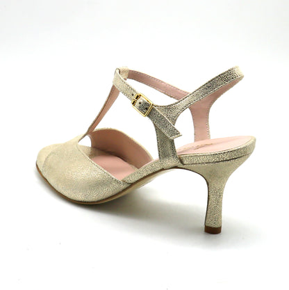 Sencillo doré satiné talons 7cm