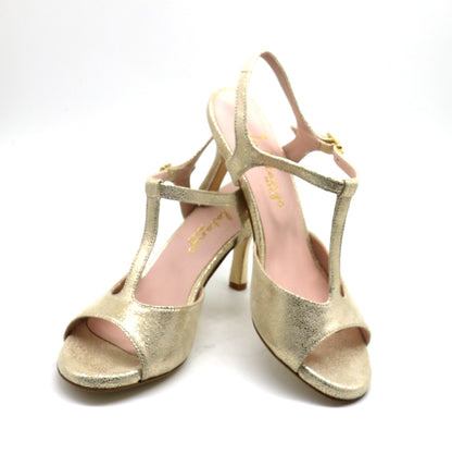 Sencillo doré satiné talons 7cm