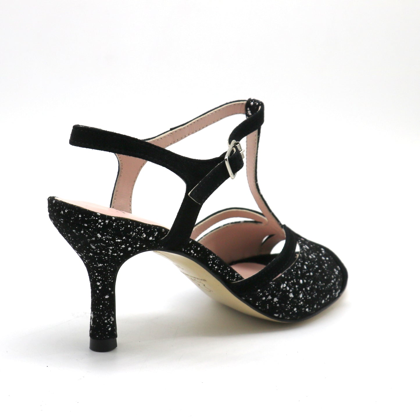 Salomé daim noir étoiles argent talons 7cm