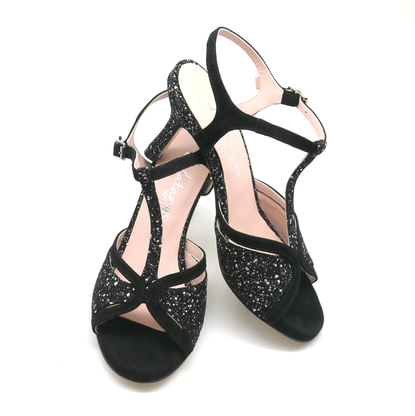 Salomé daim noir étoiles argent talons 7cm