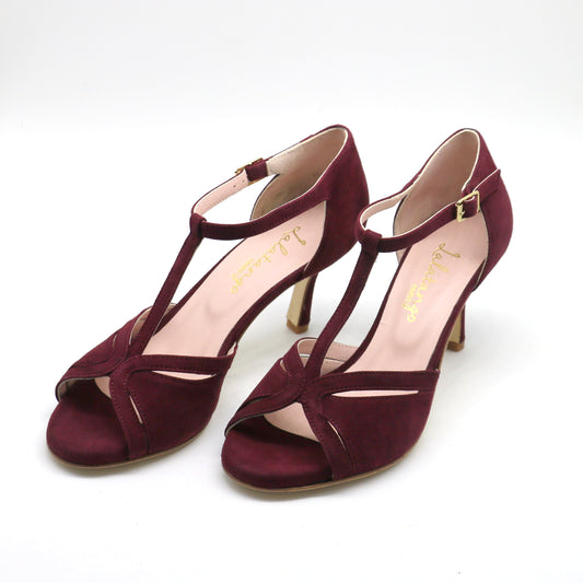 Coco velours aubergine talons 7cm