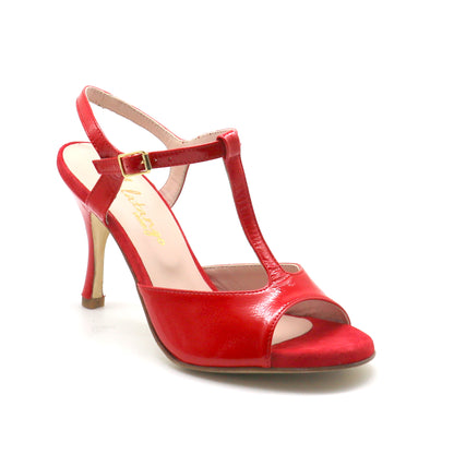 Sencillo red patent heels 8cm