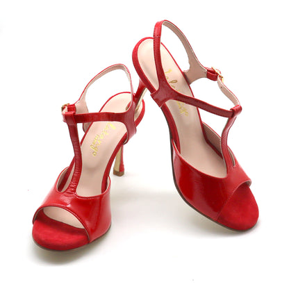 Sencillo red patent heels 8cm