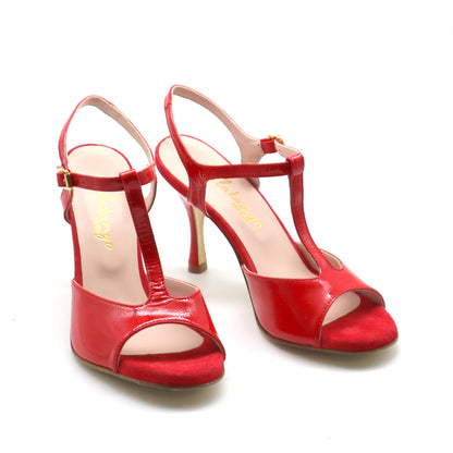 Sencillo red patent heels 8cm