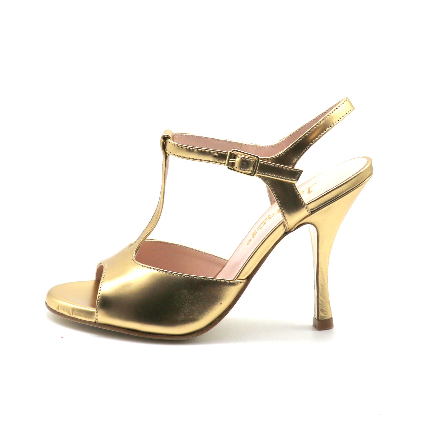 Sencillo cuir or lisse talons 9cm