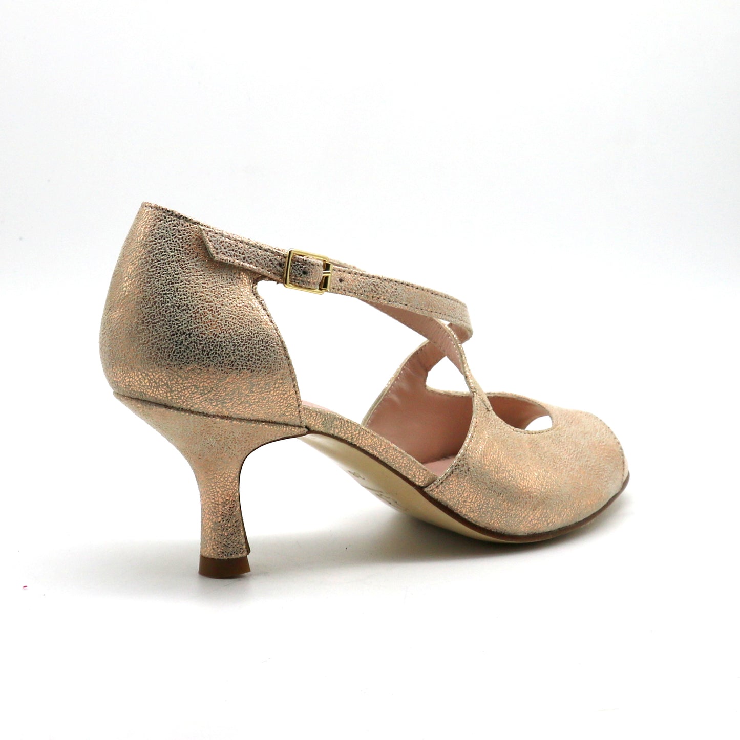 Croisé Champagne Rosé satiné talons 6cm
