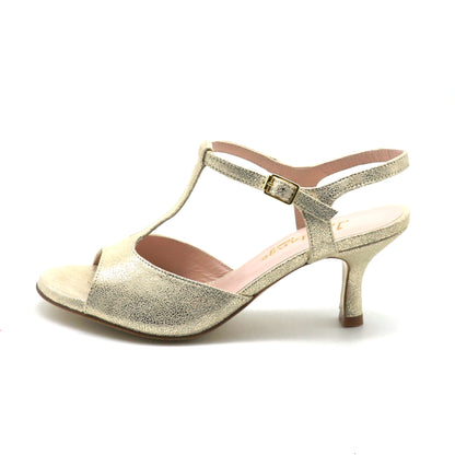 Sencillo cuir doré satiné talons 6cm