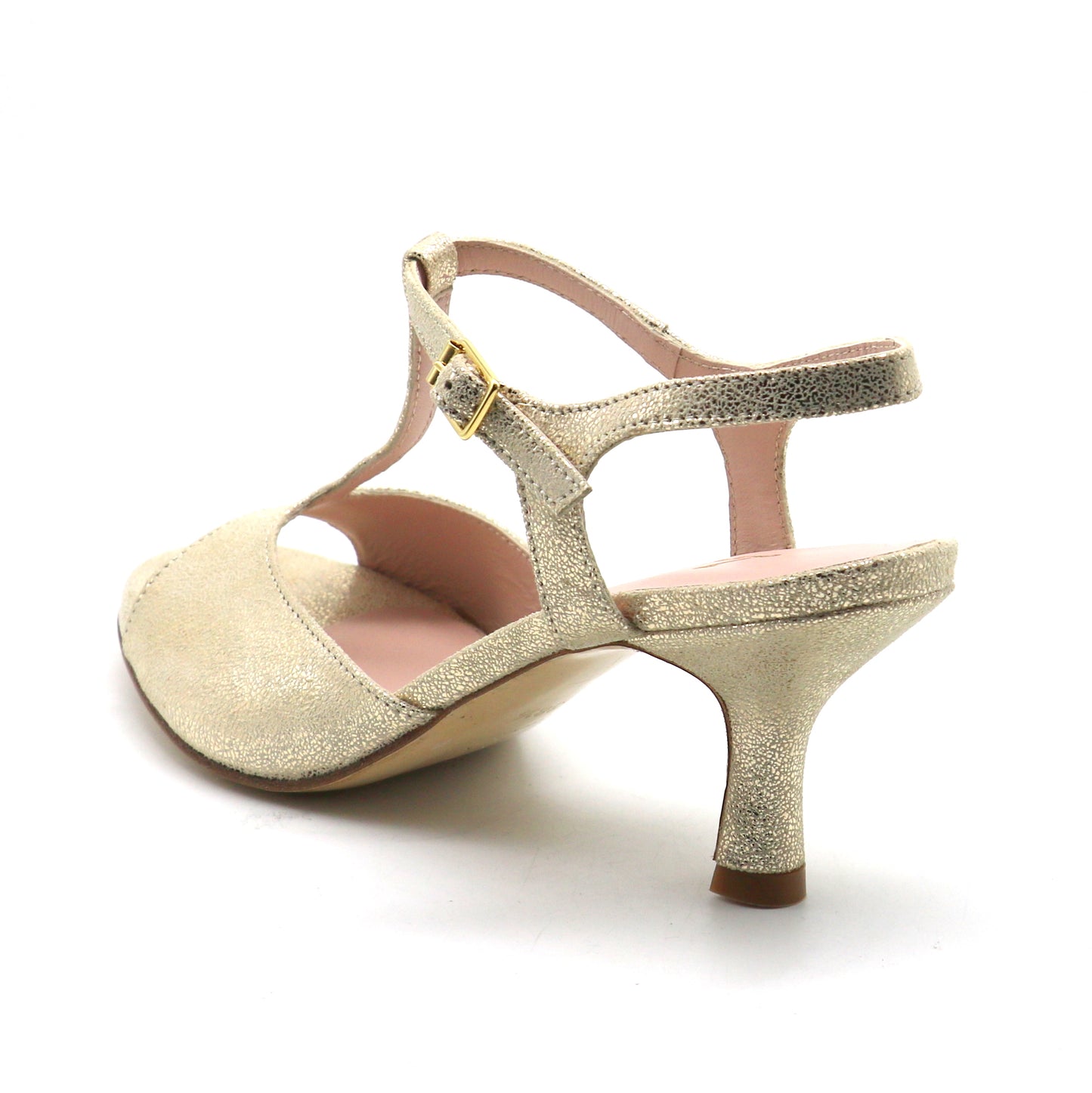 Sencillo cuir doré satiné talons 6cm