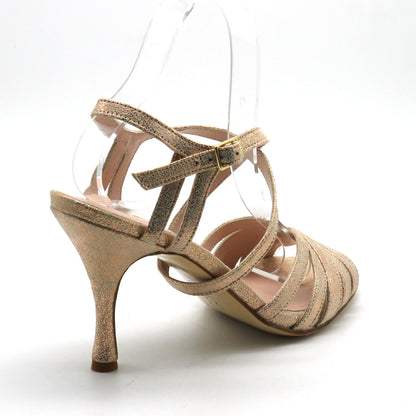 Libre Champagne rosé satiné talons 8cm