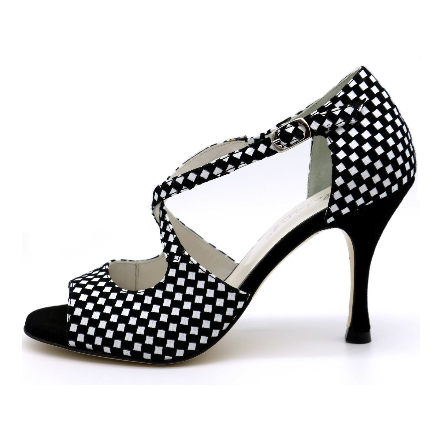 Croisé Black & White black heels 8cm