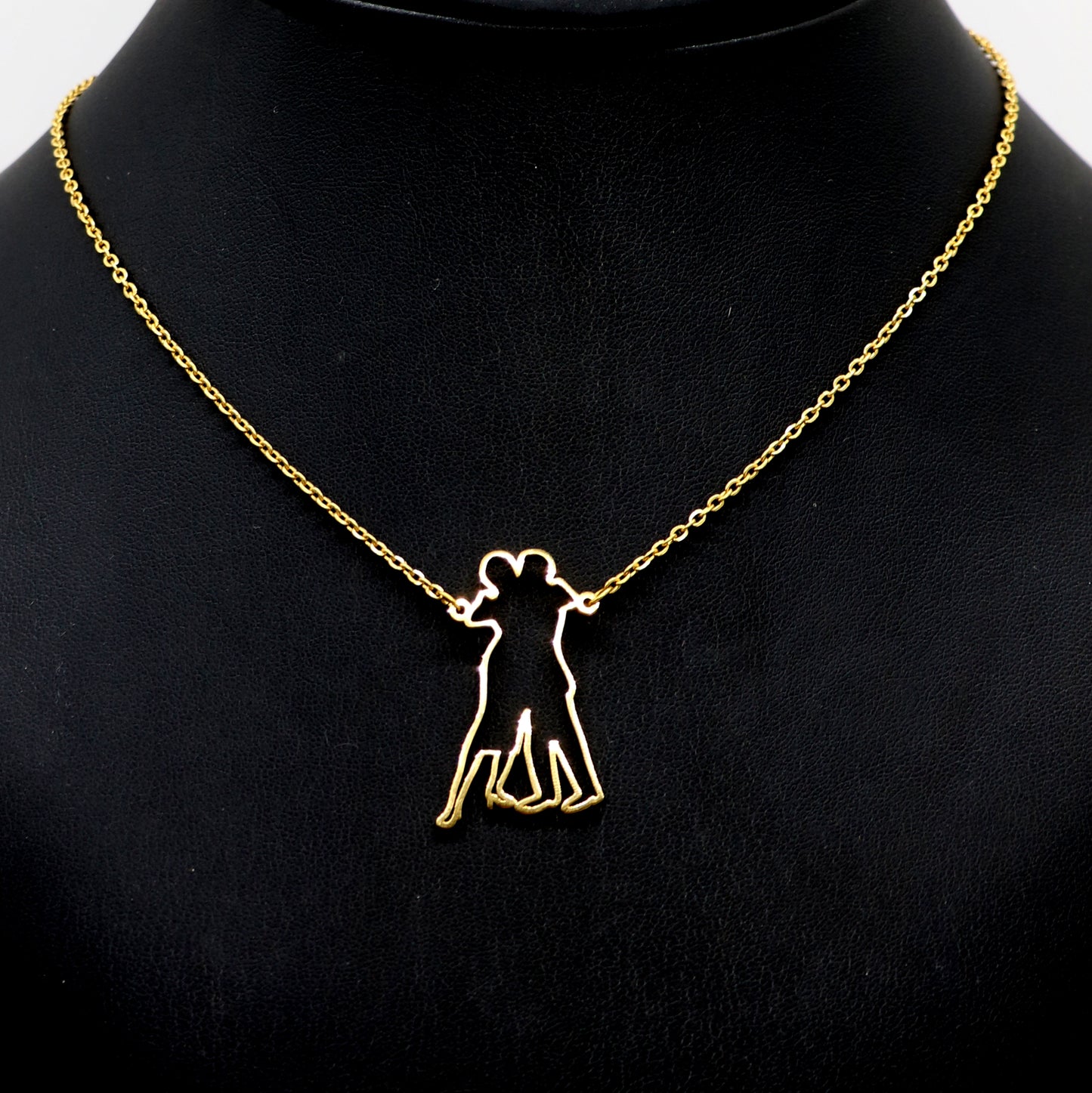Figure 3 silhouette tango dancers necklace - gold