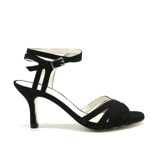 Free black suede heels 7cm