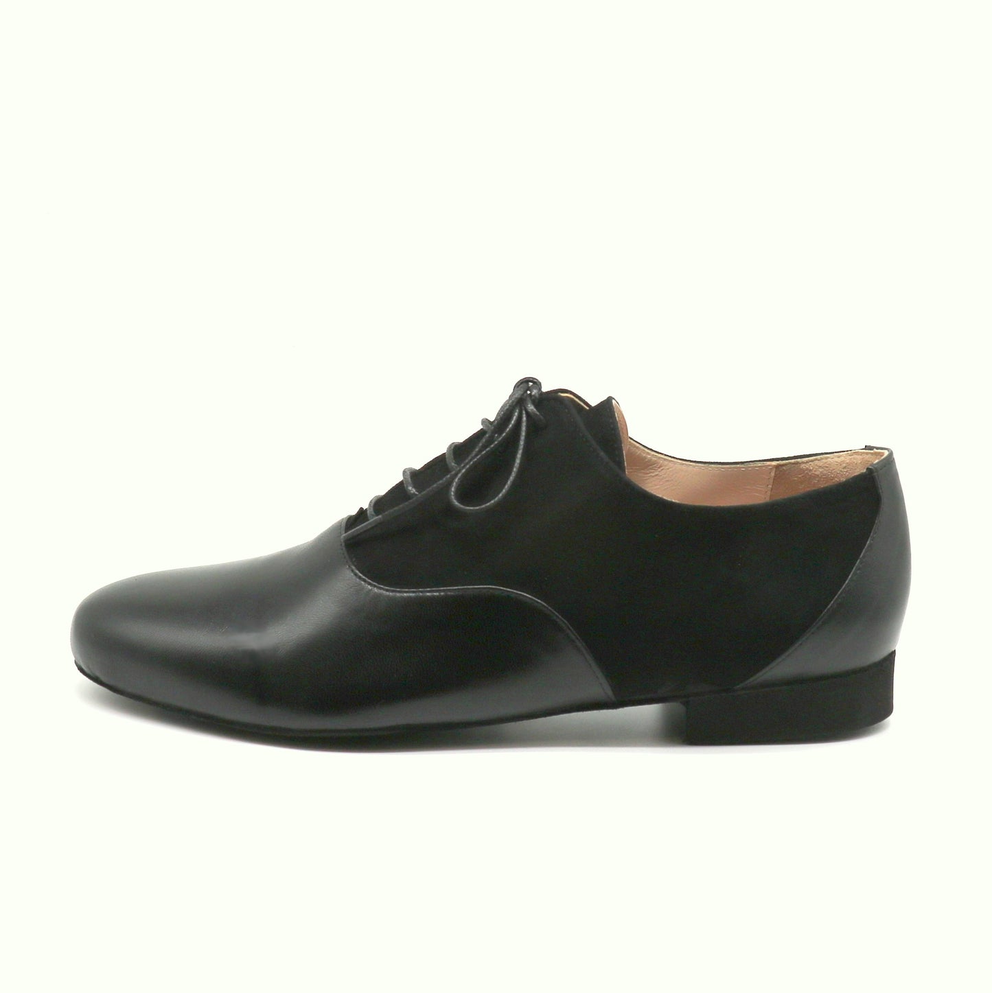 Tamango smooth black leather contrast suede dance sole