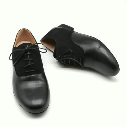 Tamango smooth black leather contrast suede dance sole