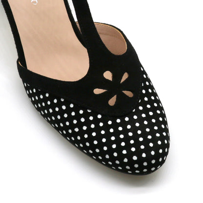 Black sevilla with white polka dots