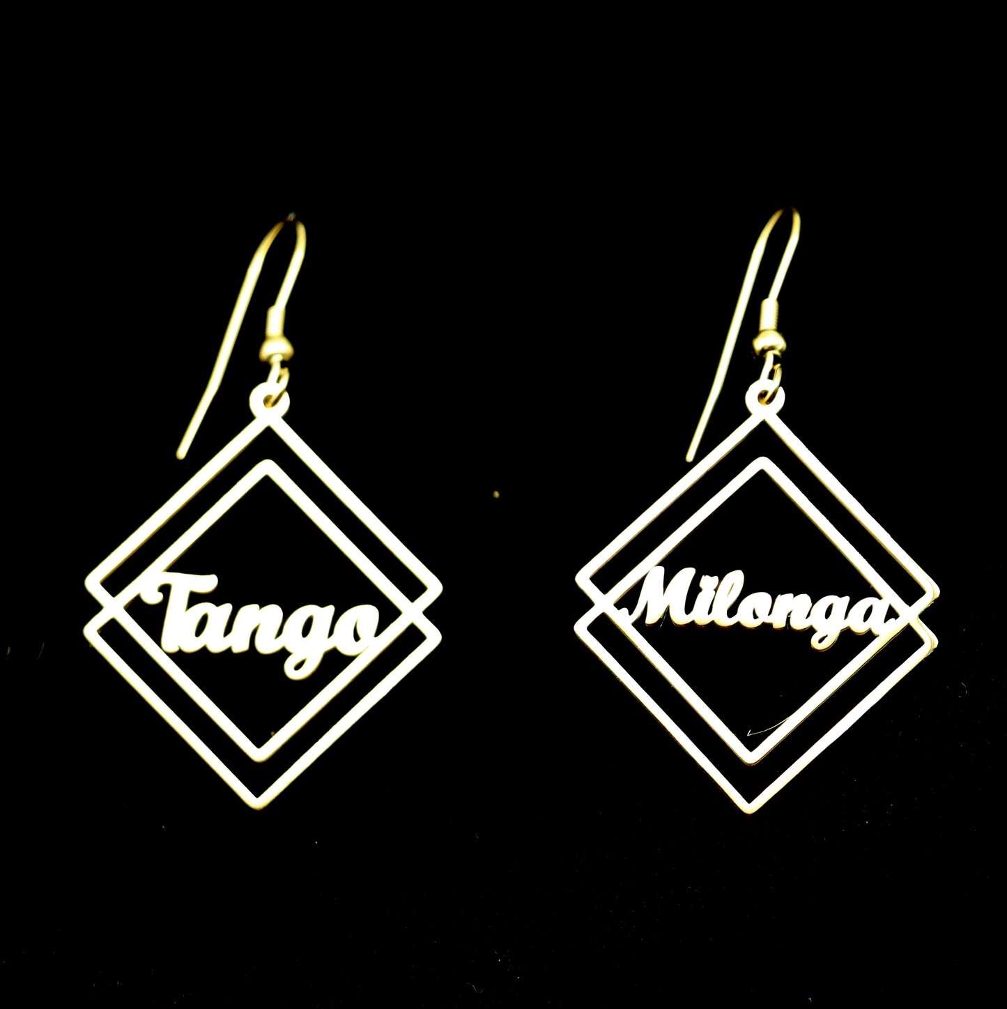 Boucles d'oreilles losanges Tango et Milonga - doré
