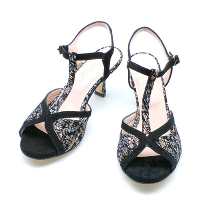 Salome black contrast silver heels 7cm