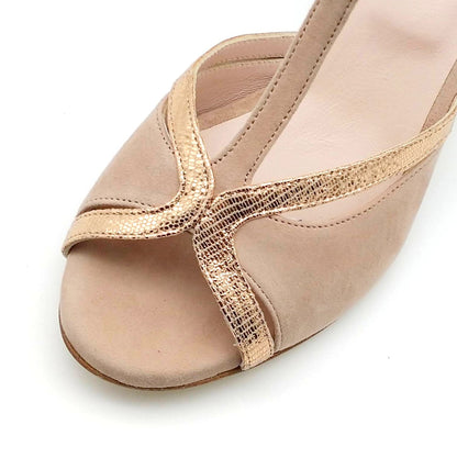 Salomé nude suede shiny contrast 6cm heels