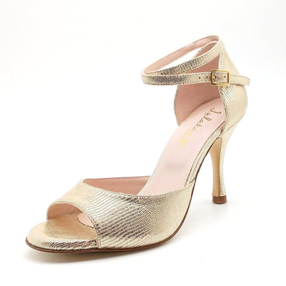 Picaflor Champagne Gold snake style heels 8cm