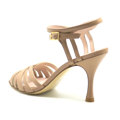 Libre smooth leather Capuccino heels 8cm