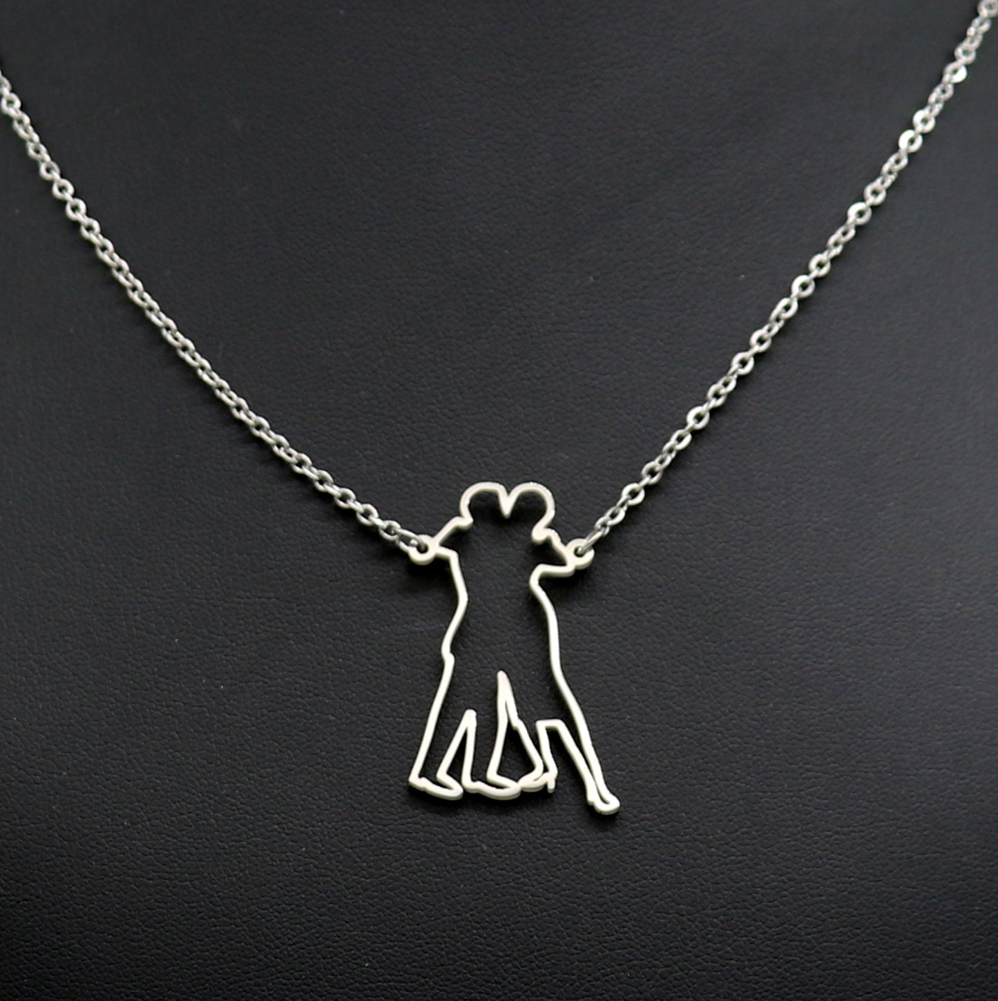 Figure 3 silhouette tango dancers necklace - silver