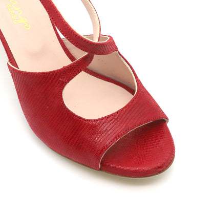 Crossed Carmine red velvet heels 6cm