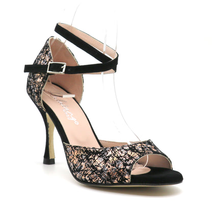 Picaflor black suede and print 8cm heels