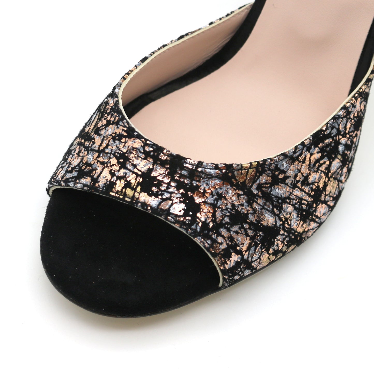 Picaflor black suede and print 8cm heels
