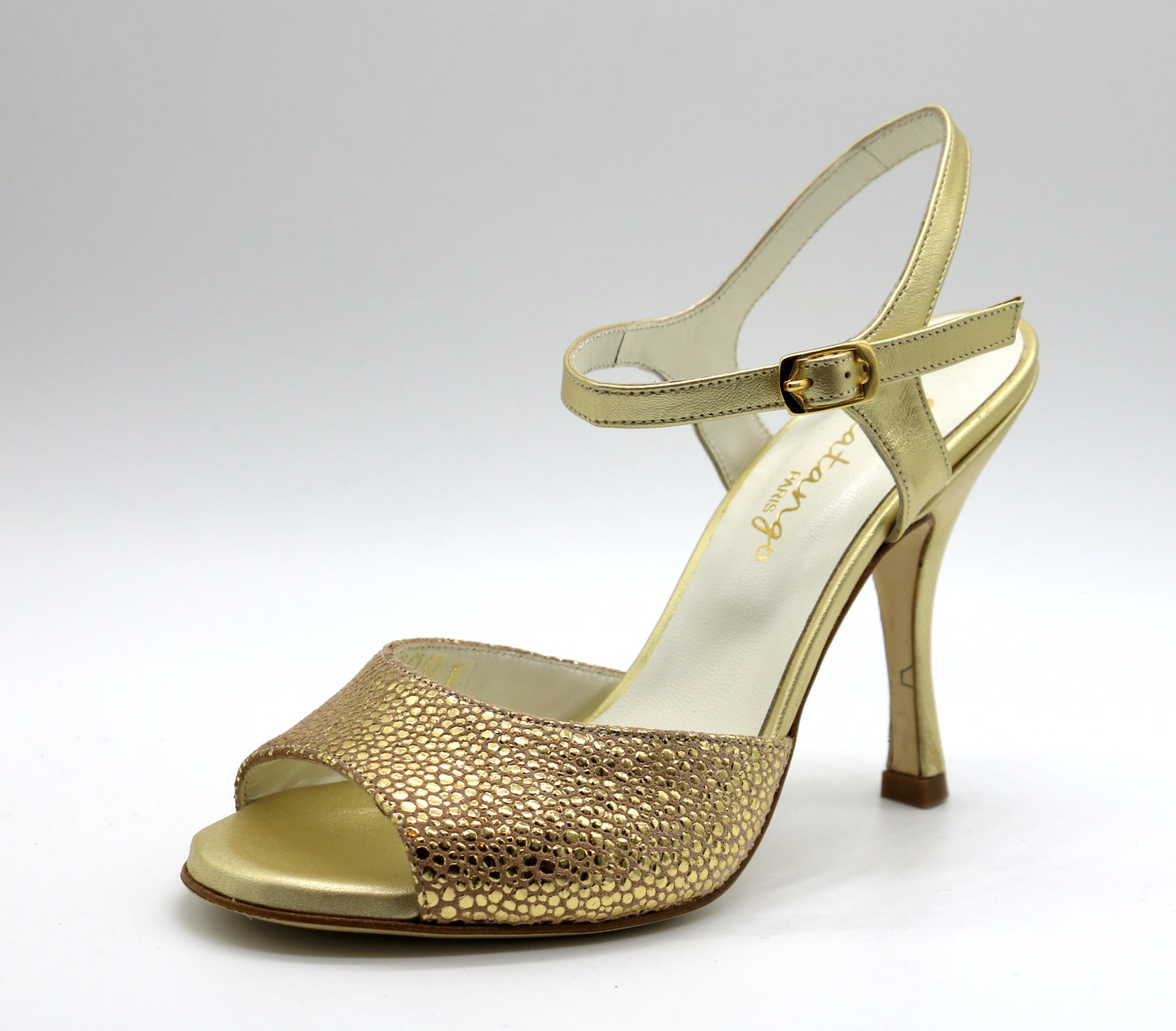Uno Gold Leather Pop heels 9cm