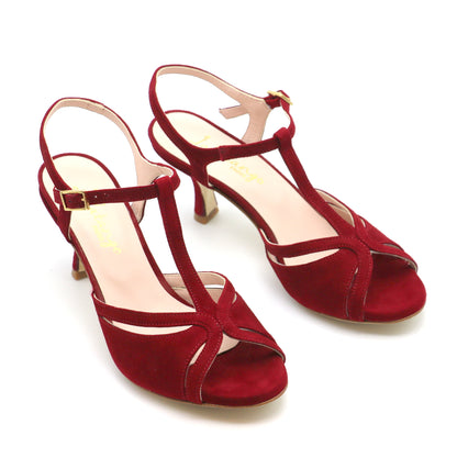 Salomé Carmine red velvet heels 6cm