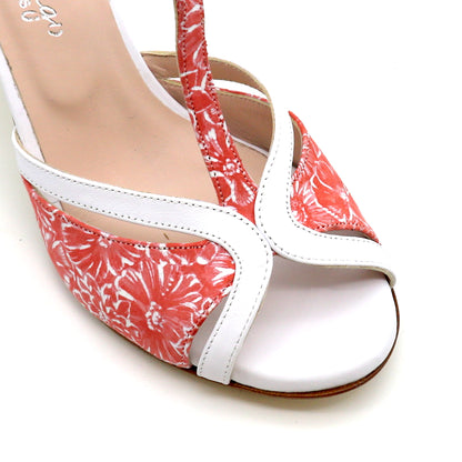 Coco coral flowers heels wide 7cm