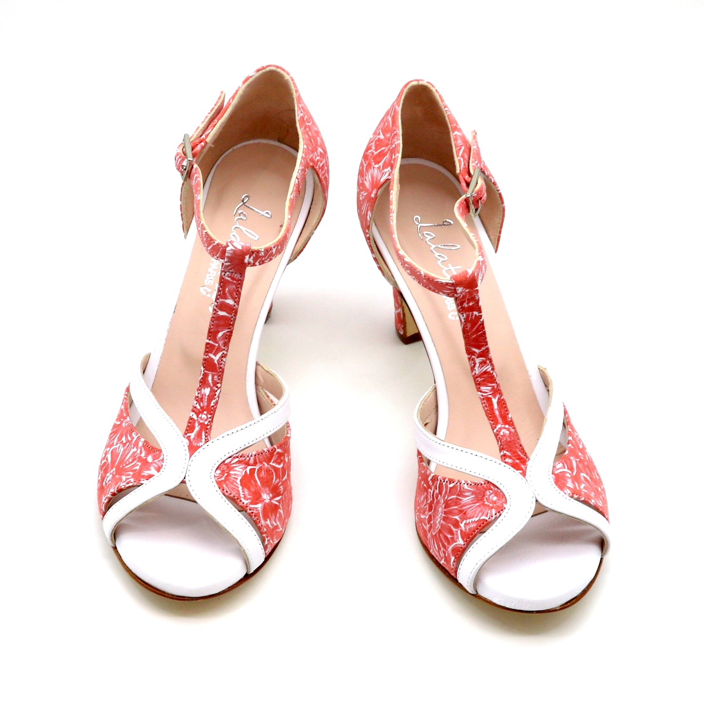 Coco coral flowers heels wide 7cm