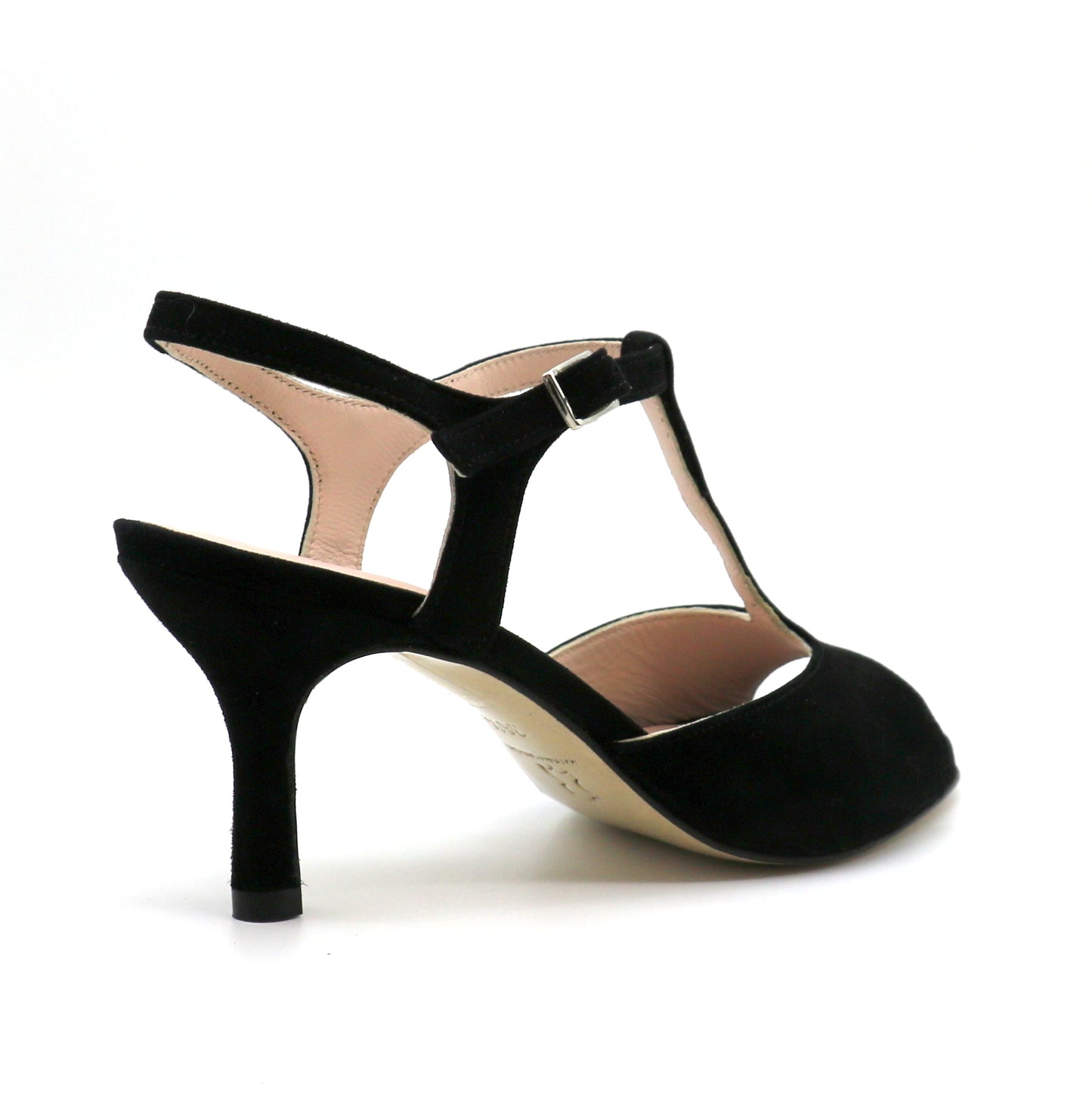 Sencillo black suede snake style heels 7cm