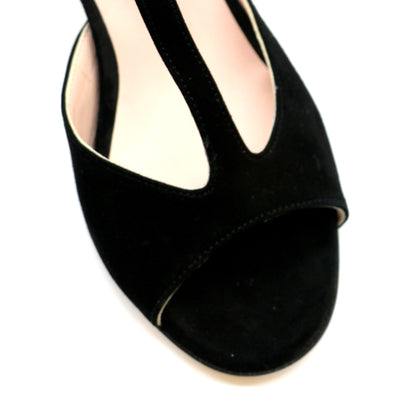 Sencillo black suede snake style heels 7cm
