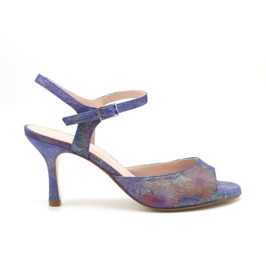 Uno blue printed heels 7cm