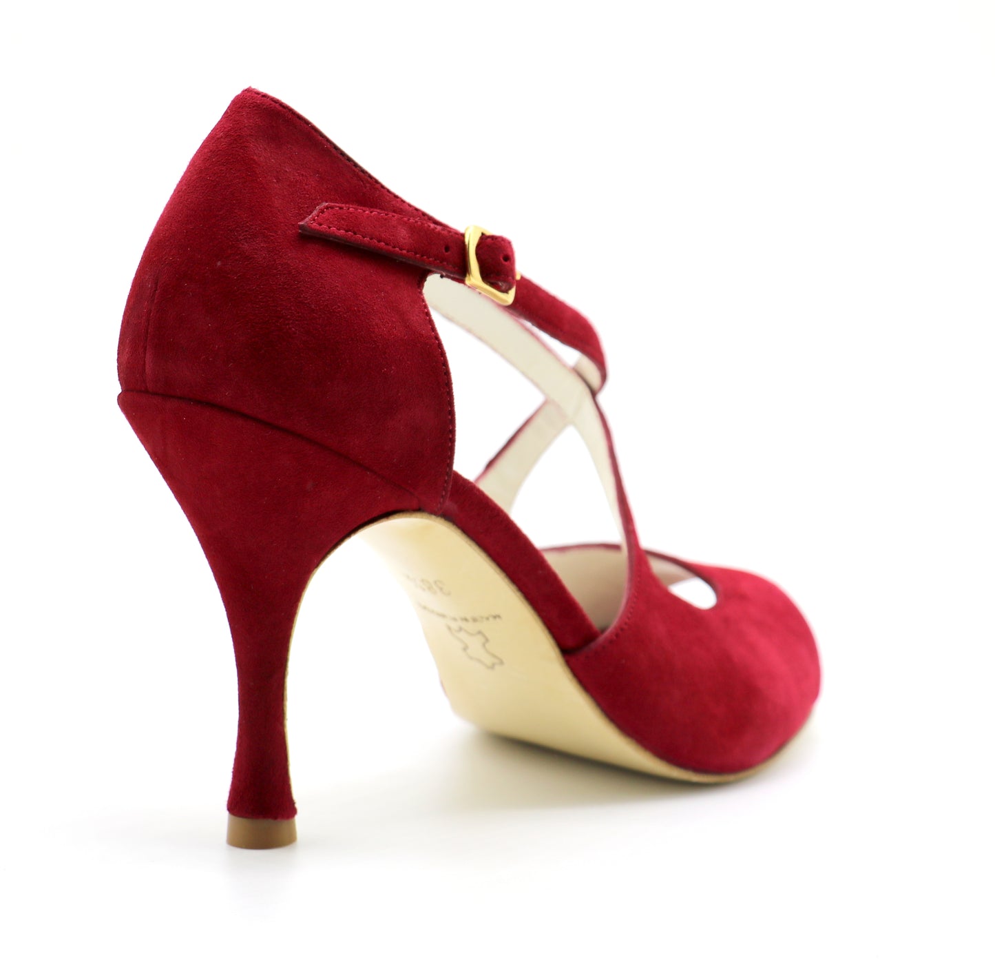 Crisscross Velvet Carmine Red heels 8cm