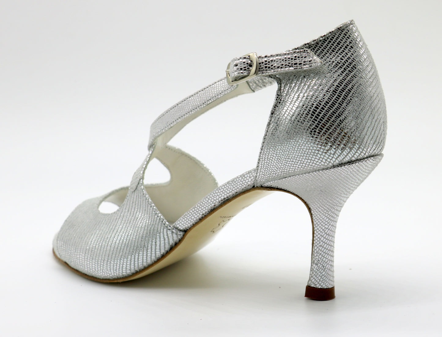 Crisscross Silver Snake heels 7cm