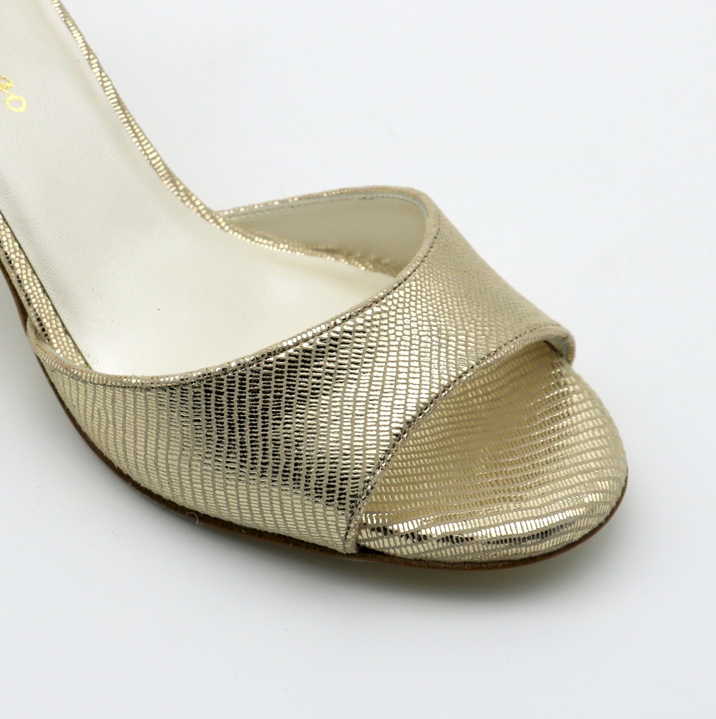 Flor Golden leather snake-like heels 6cm