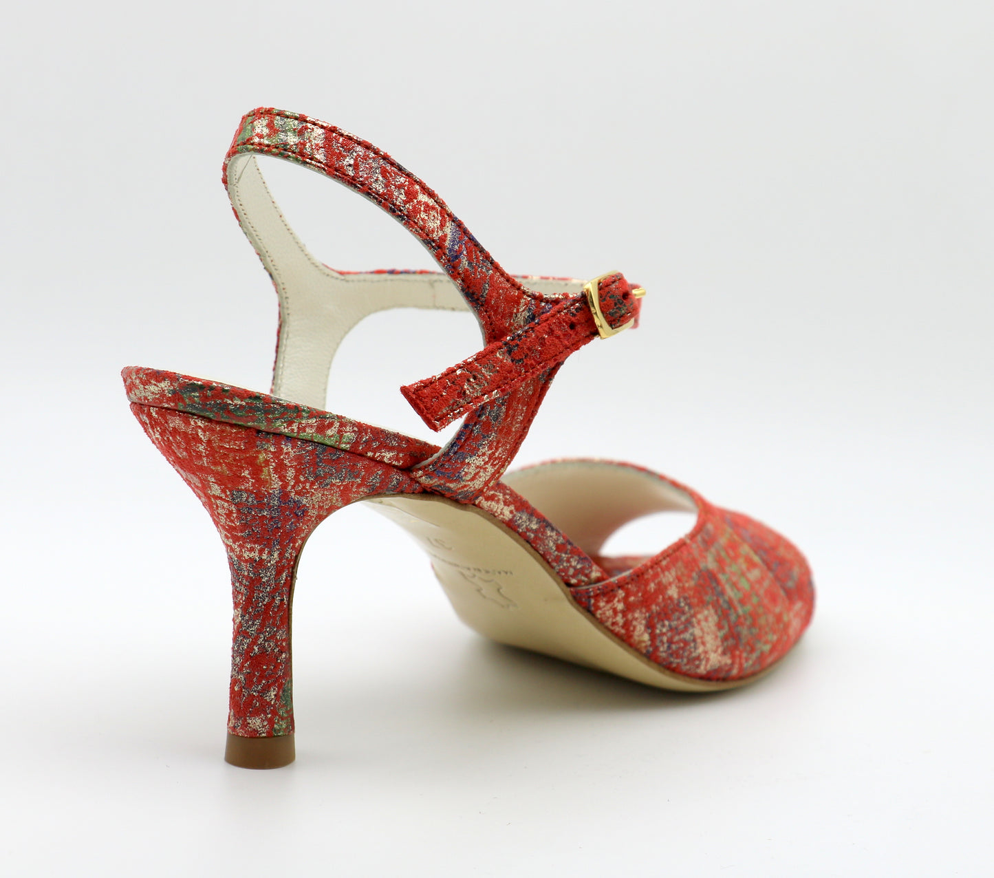Uno Printed Leather Red heels 7cm