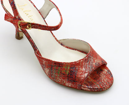 Uno Printed Leather Red heels 7cm