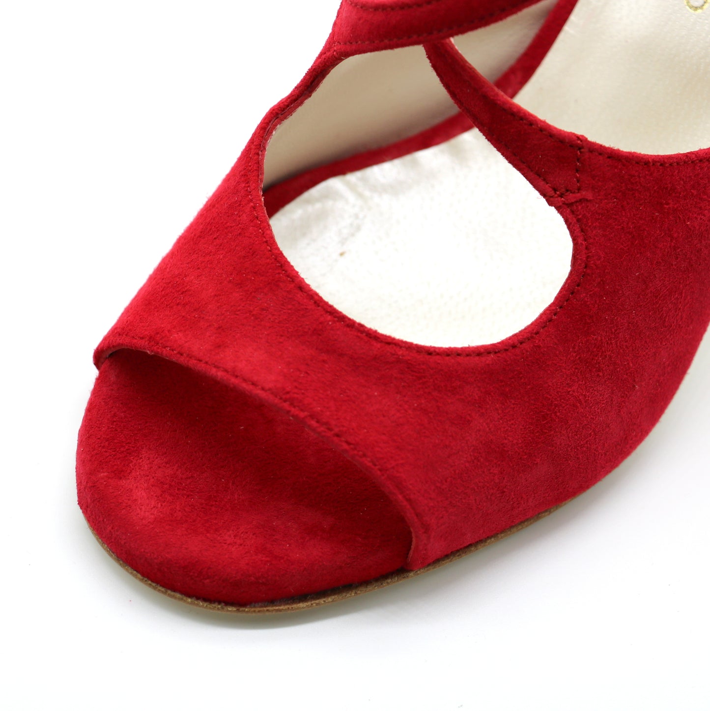 Croisé Velvet Deep Red heels 7cm
