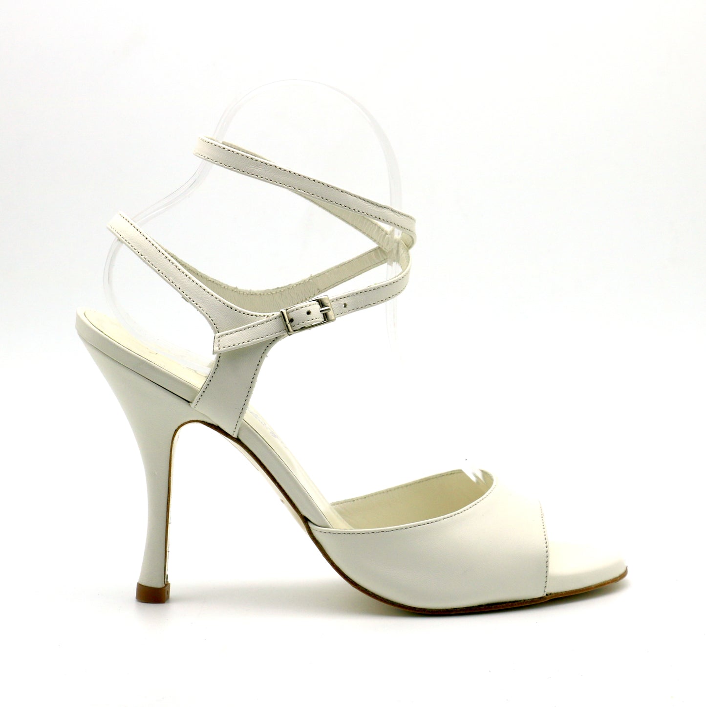 Sentimental off-white smooth leather 9cm heels