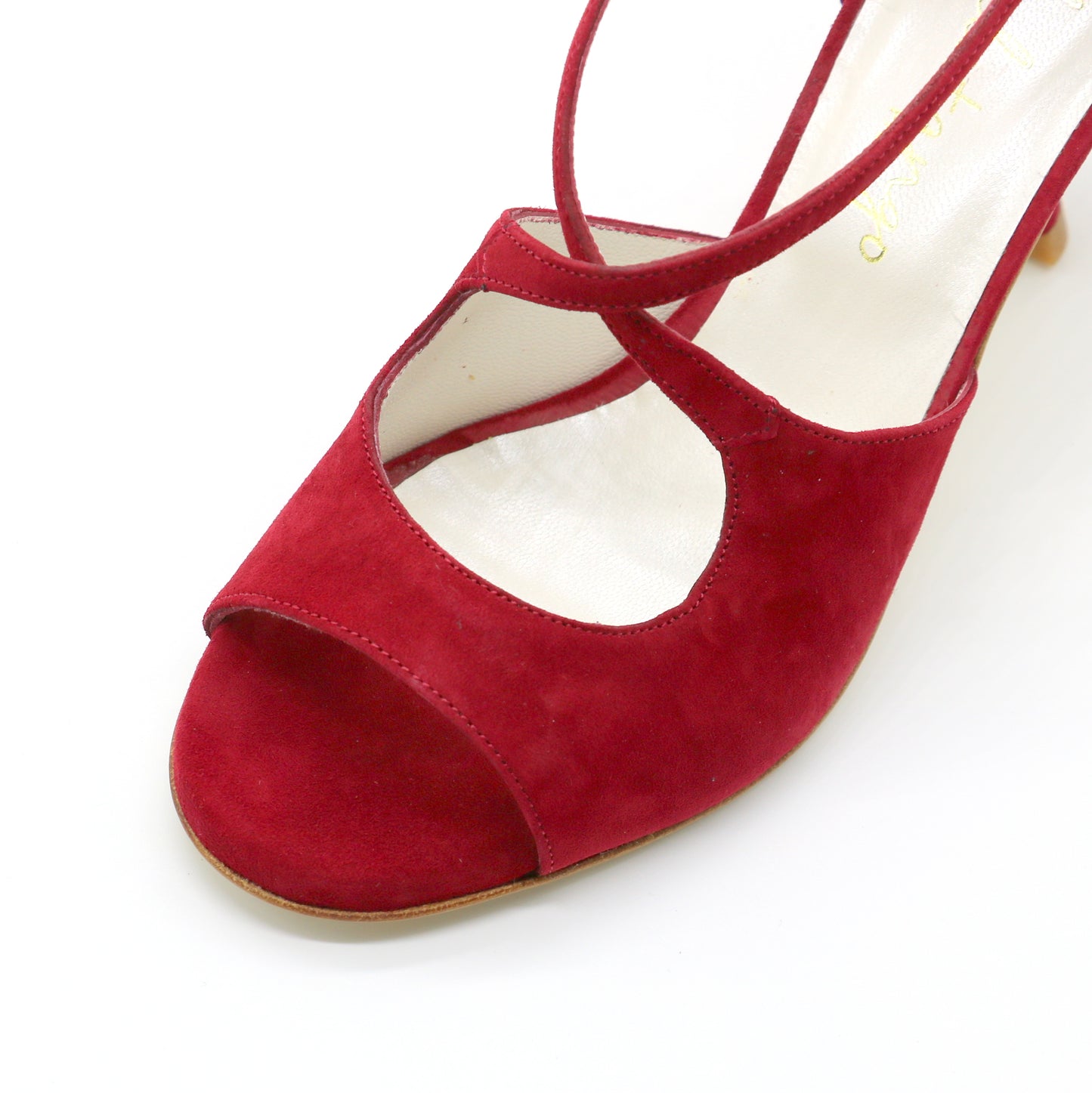 Croisé Carmine red velvet heels 6cm