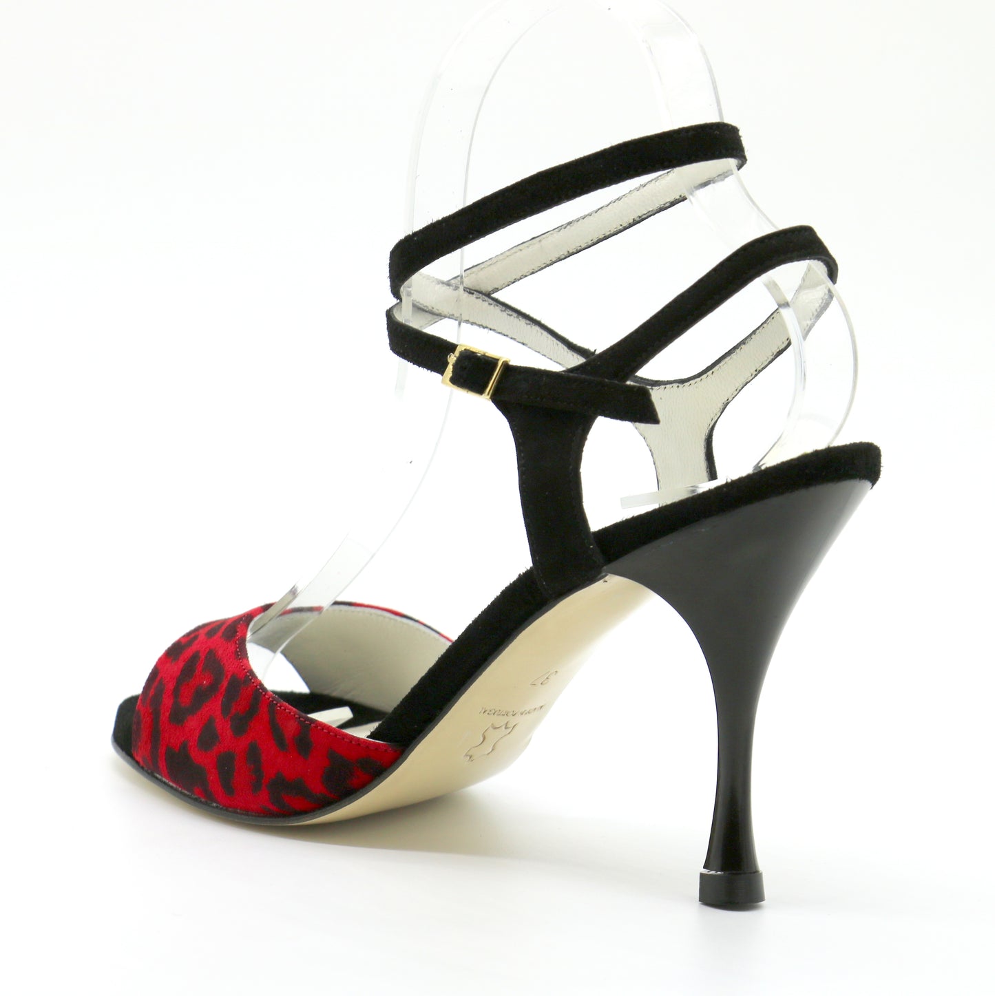 Sentimental Black velvet Red leopard heels 9cm