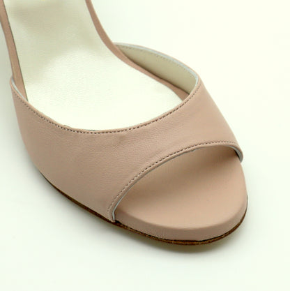 Sentimental smooth pink nude leather 7cm heels