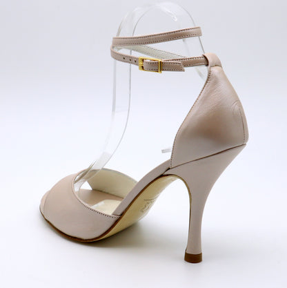 Luna Smooth mother-of-pearl leather 9cm heels