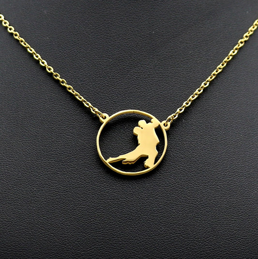 Tango dancers medallion necklace figure1 small format - gold